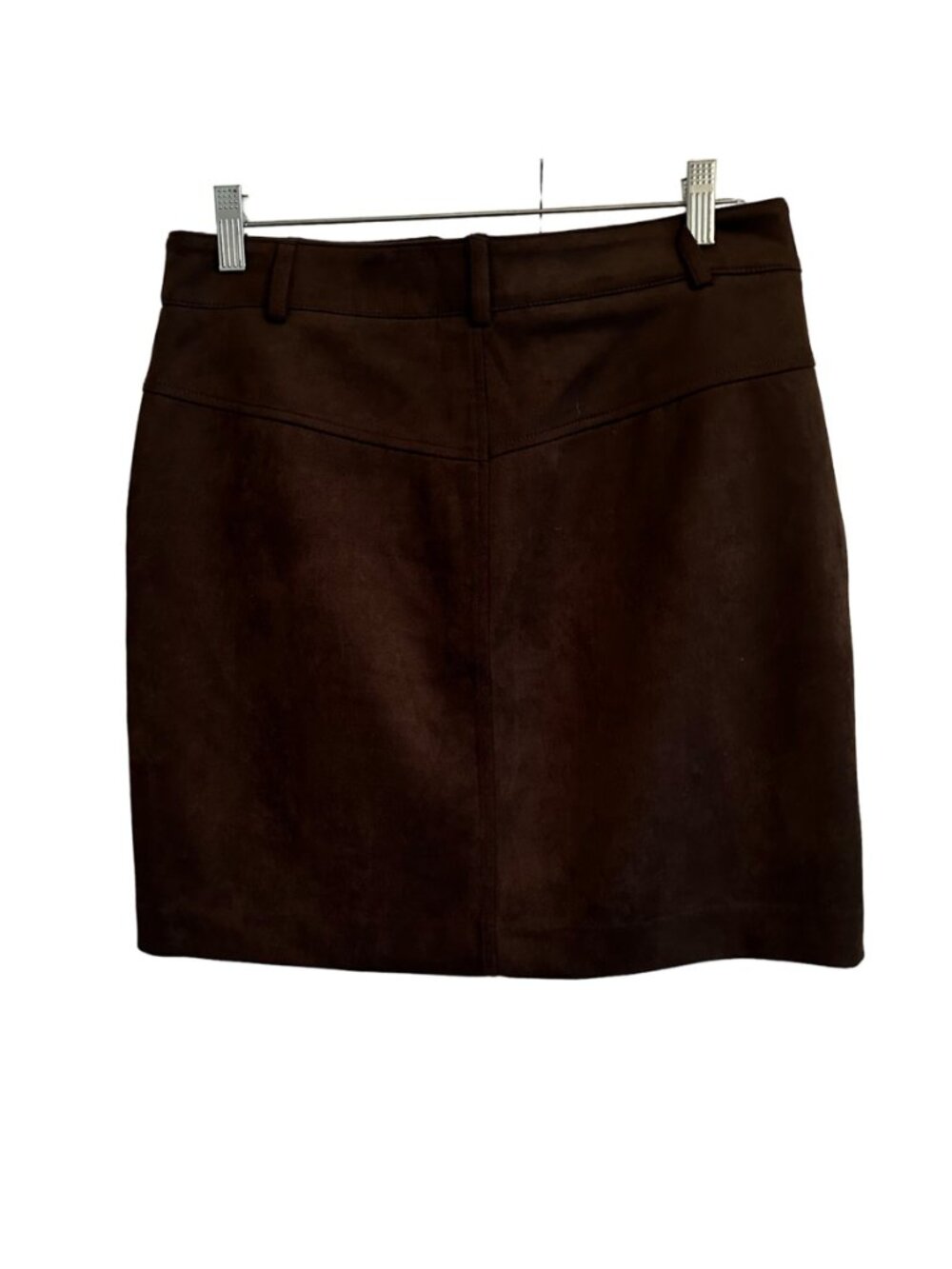 APT 9 Brown Faux Suede Mini Skirt Front Zipper Slash Pockets SZ S Y2K Cowgirl - Picture 3 of 15